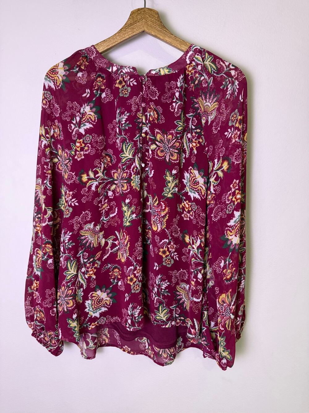 89th & Madison Multicolor Floral Blouse Medium Long Sleeve Boho Peasant Top